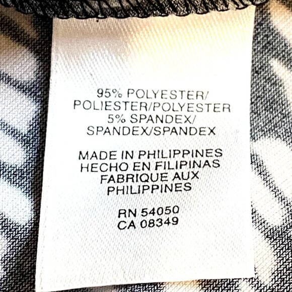 Jones New York Black White Abstract Print Cap Sleeve V-Neck Midi Dress Size 14W - Picture 8 of 8